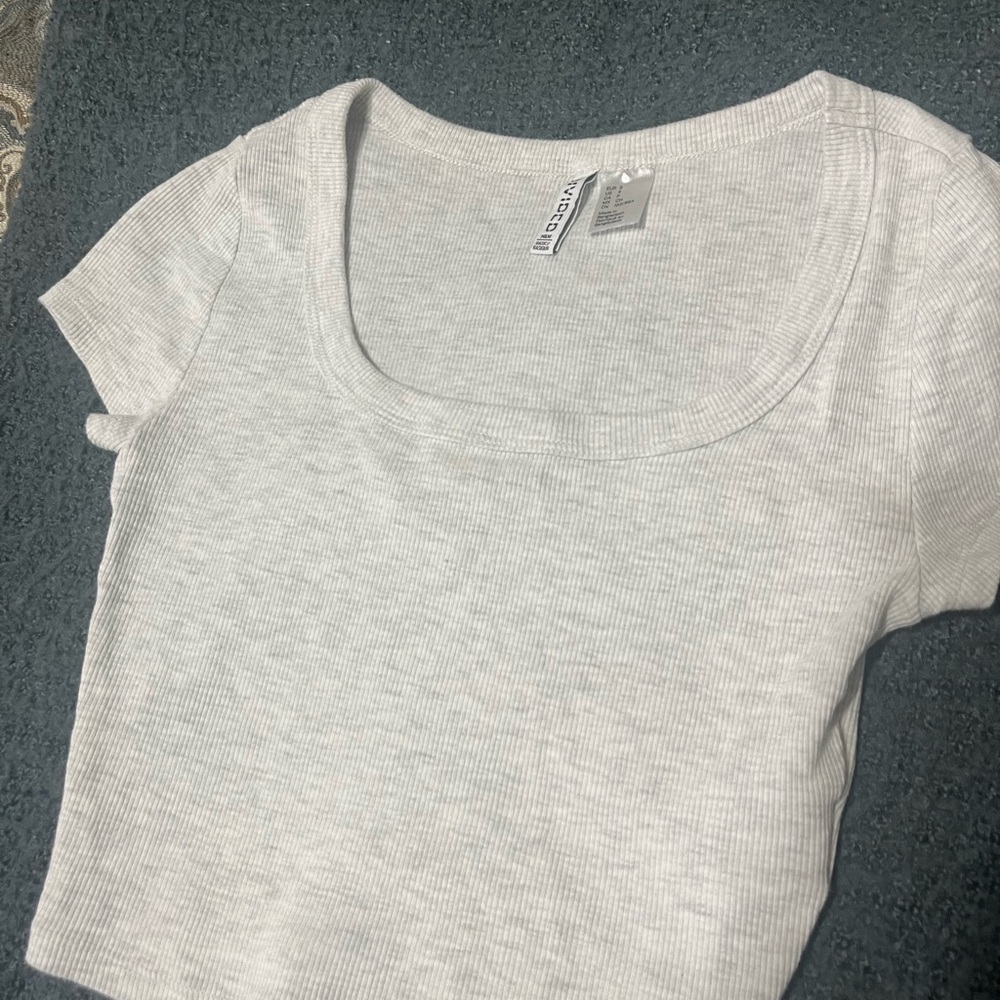 Divided Gray Fitted Short Sleeve Crop Top